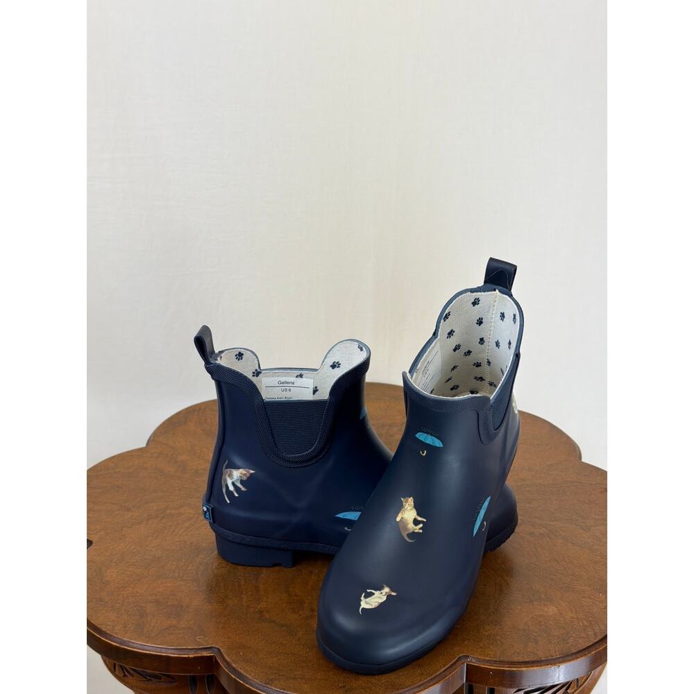 NIB Galleria Chelsea Rain Boots Navy Cat / Dog Rainboots #0595 SZ 11 - Picture 6 of 8